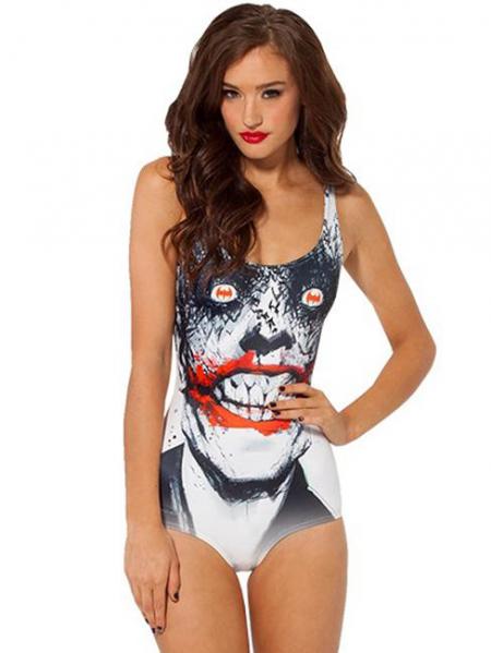 Black White Red Summer Popular Joker Cartoon Pattern One-piece Swimwear