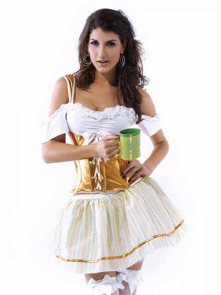 White Golden Vilanya 2 Pieces Oktoberfest Beer Girl Draped Great Halloween Costumes For Women