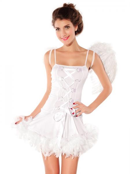 White Vilanya 2 Pieces White Sleeveless Adult Sexy Angel Fairy Halloween Costumes For Women