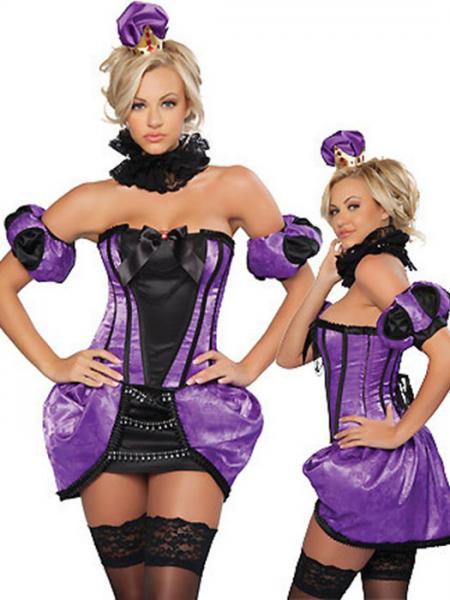 Purple Black Vilanya Strapless 5 Pieces Black & Royal Purple Fun Halloween Costumes For Women