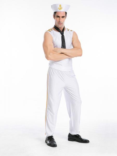 White Vilanya White 4 Pieces Sailor Simple Halloween Costumes For Men New Arrival