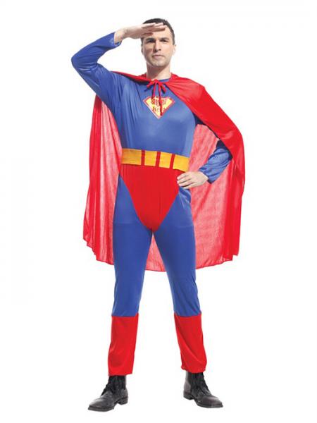 Blue Red Vilanya Three Pieces Long Sleeve Adult Superman Male Halloween Costume Online