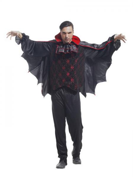 Black Red Vilanya Three Pieces Long Sleeve Vampire Men's Halloween Costumes Cheap Online