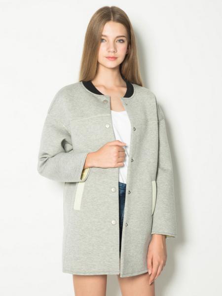 Gray Black Single Breasted Closure Long Sleeves Spacewadding Jacket with Embroidery