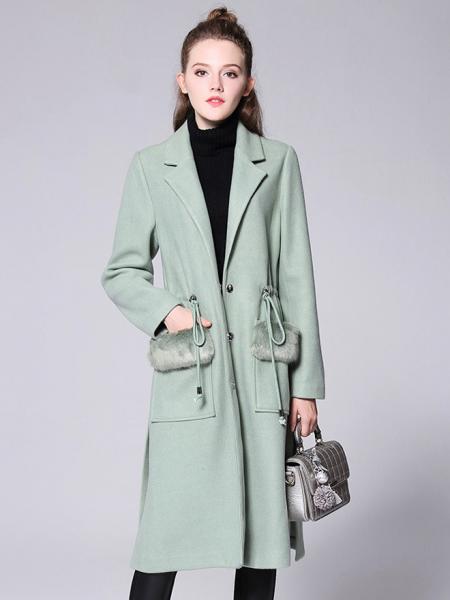 Aqua Press Studs Single Breasted Thick and Long Women Wool & Blend Walker Coat