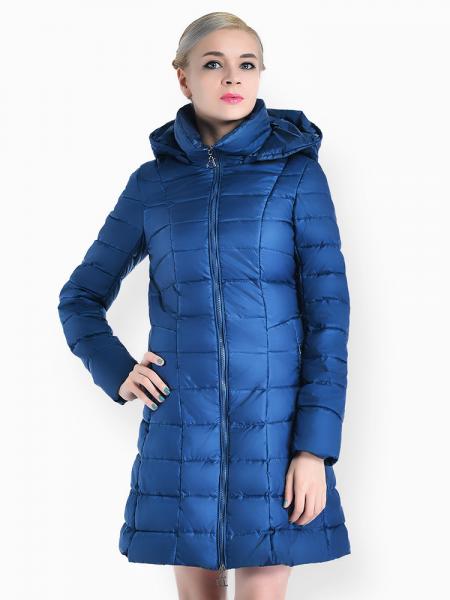 Cerulean A-line Two-way Zipper Detachable Hooded Padded Parka Jacket for Women