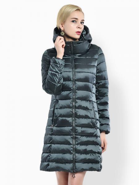 Jasper Cheap Two Way Zipper Long Parka Coat with Detachable Hood for Women