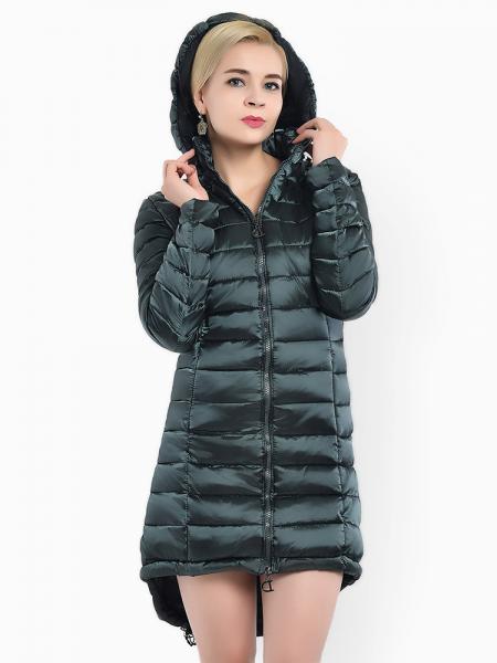 Jasper Two-way Zipper Asymmetric Hemline Hooded Spring Parka Coat for Women