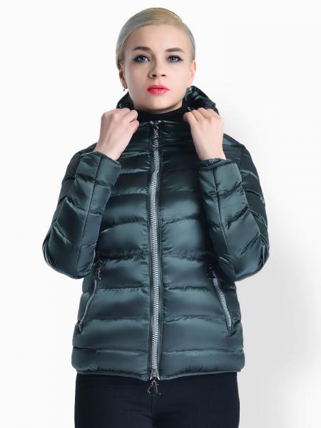 Jasper Two Way Zipper Long Sleeves Hooded Womens Slim Quilted Puffer Parka