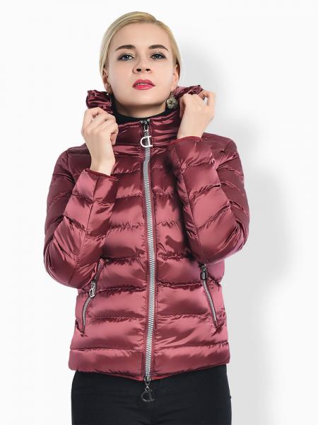 Rosy Two Way Zipper Long Sleeves Hooded Womens Slim Quilted Puffer Parka