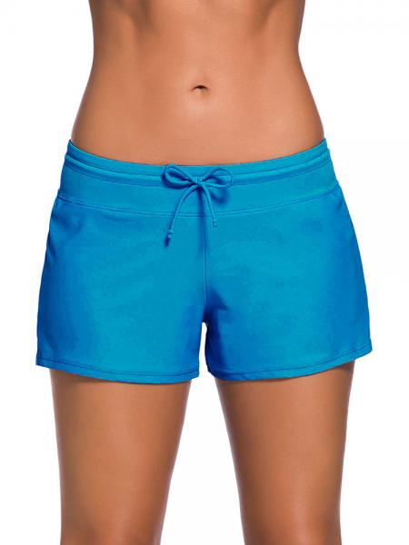 Cerulean Smooth and Loose Fitting Elastic Drawstring Swimming Boardshort for Women