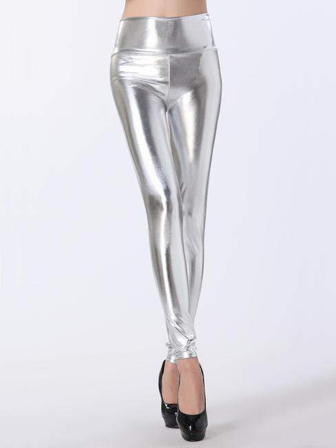 High Waist Skinny Stretch Silver/Gold/Black Liquid Leggings