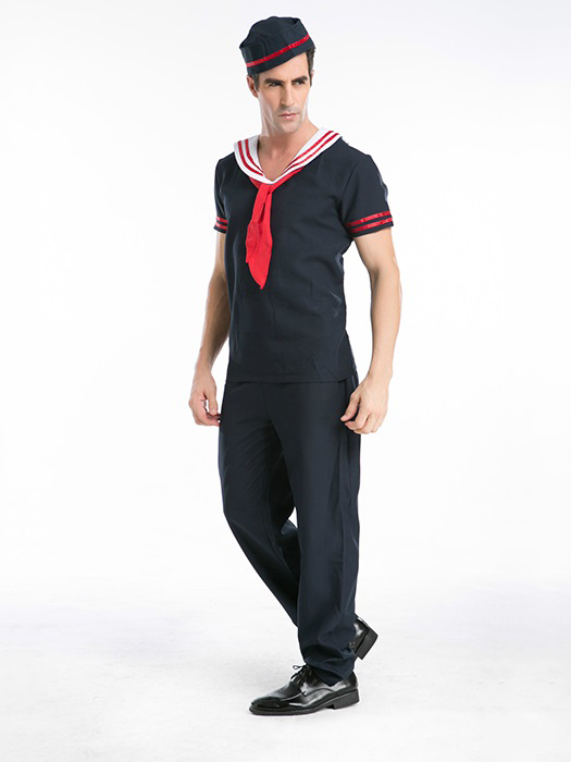 Vilanya Short Sleeve Navy 3 Pieces Captain Sailor Halloween Mens Costumes Online