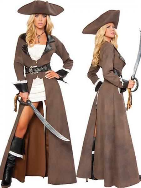 Vilanya Long Sleeve 4 Pieces Deluxe Womens Pirate Halloween Costume