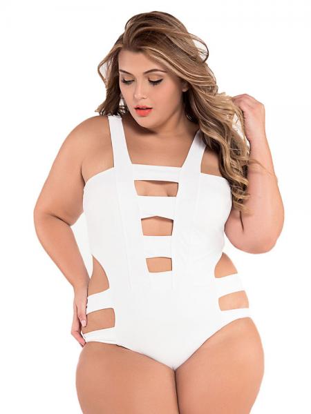Sexy Bandage One Piece Plus-size Bathing Suit for Women with Cutout Detail
