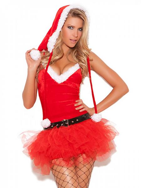 2 Pieces Santa Helper Cute Christmas Tutu Costume Dress for Women