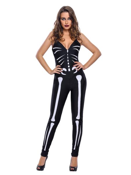 2 Pieces Sleeveless Skeleton Printed Costumes Braces Jumpsuits Halloween