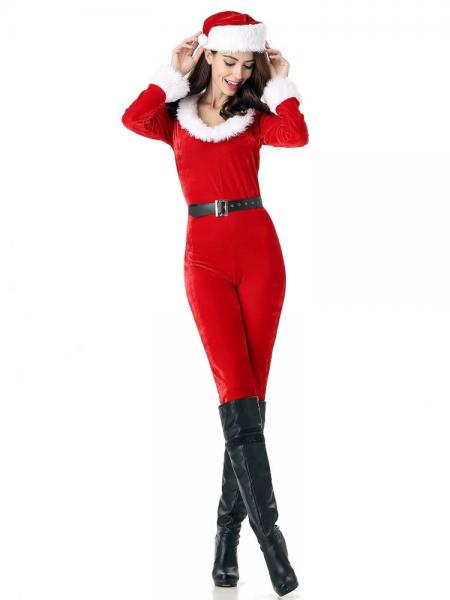 3 Pieces Long Sleeves Xmas Party Jumsuits Costumes for Women