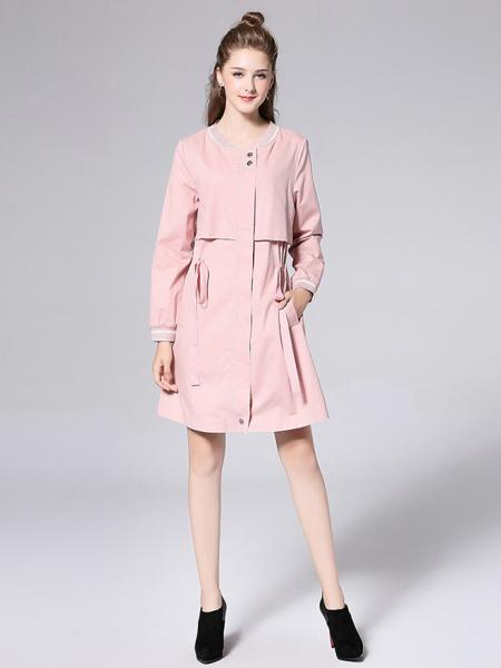Chic Long Sleeves Zipper Closure Layered Long Trench Coat for Women