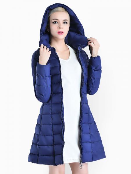 A-line Two-way Zipper Detachable Hooded Padded Parka Jacket for Women