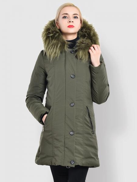 Slim Fit Faux Fur Hooded Zipper & Buttons Thick Ladies Winter Parkas