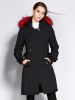 Slim Fit Long Winter Thick Parka Coat with Faux Fur Hood for Women